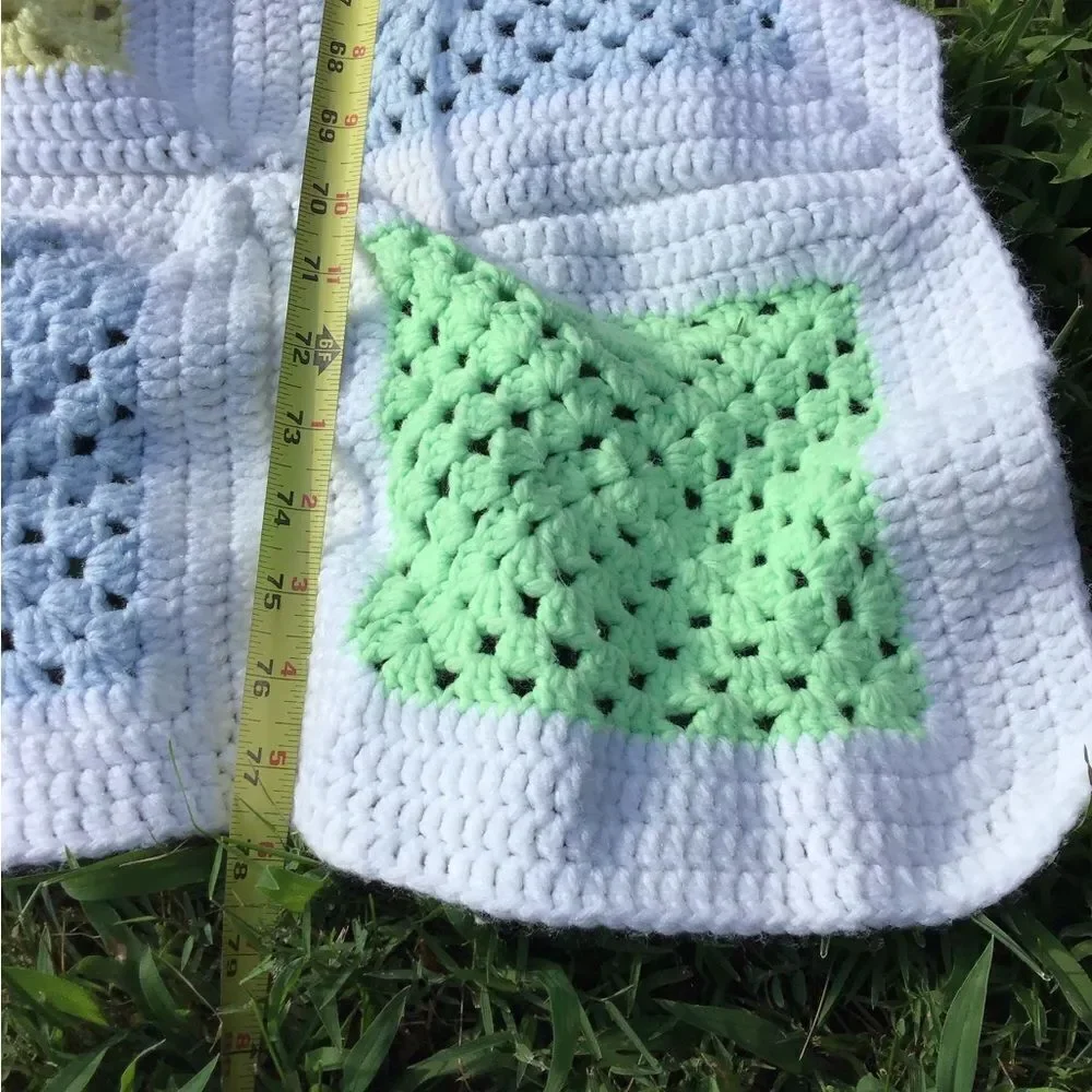 Hand Crafted Crochet Granny Squares Style Quilt